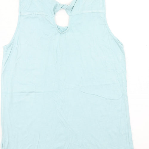 Peacocks Womens Blue Viscose Basic Tank Size 14 Round Neck