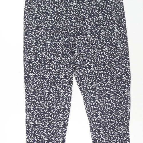 Preworn Womens Blue Geometric Viscose Bloomer Trousers Size S Regular Drawstring