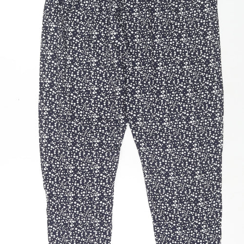 Preworn Womens Blue Geometric Viscose Bloomer Trousers Size S Regular Drawstring