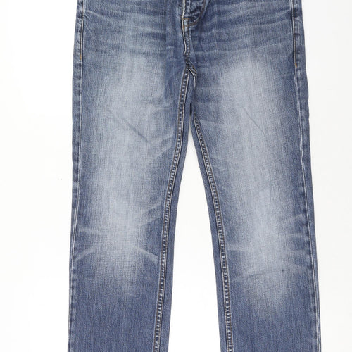 Debenhams Mens Blue Cotton Straight Jeans Size 32 in L30 in Regular Button