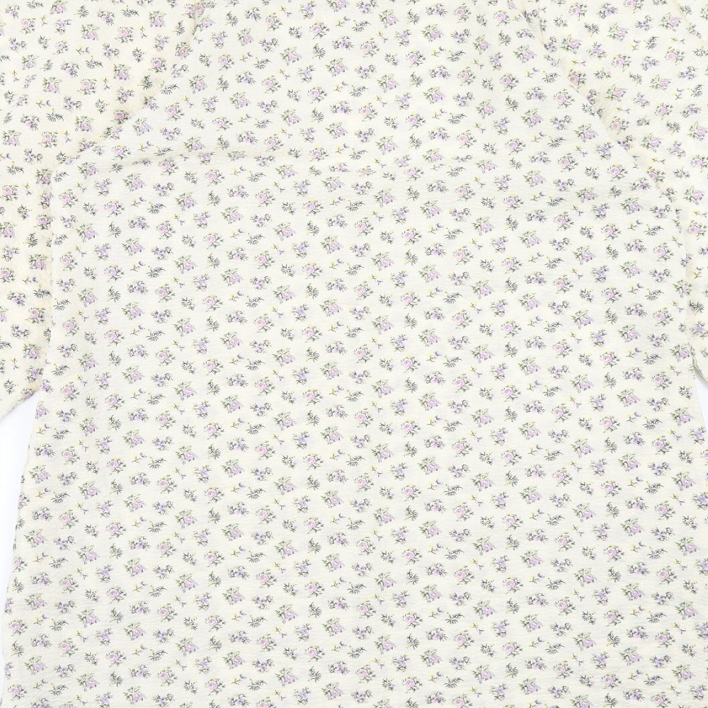 Kaffe Womens Ivory Geometric Cotton A-Line Size 6 V-Neck Pullover