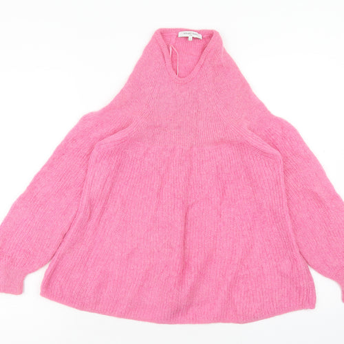 Gerard Darel Womens Pink High Neck Polyamide Pullover Jumper Size S