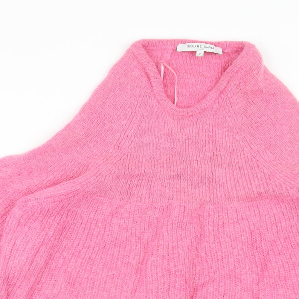 Gerard Darel Womens Pink High Neck Polyamide Pullover Jumper Size S
