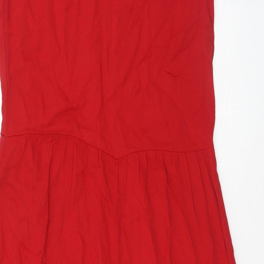 Zara Womens Red Viscose Jumpsuit One-Piece Size M Zip