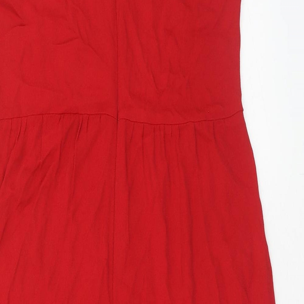 Zara Womens Red Viscose Jumpsuit One-Piece Size M Zip