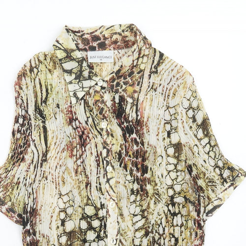 Just Elegance Womens Multicoloured Geometric Polyester Basic Button-Up Size 16 Collared