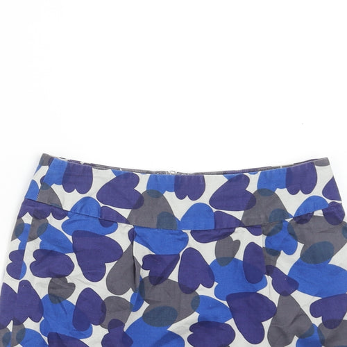 Johnie B Womens Blue Geometric Polyester Bandage Skirt Size 24 in Zip - Heart Pattern