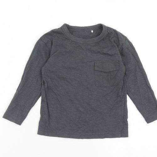 George Boys Grey Cotton Basic T-Shirt Size 2XS Scoop Neck Pullover