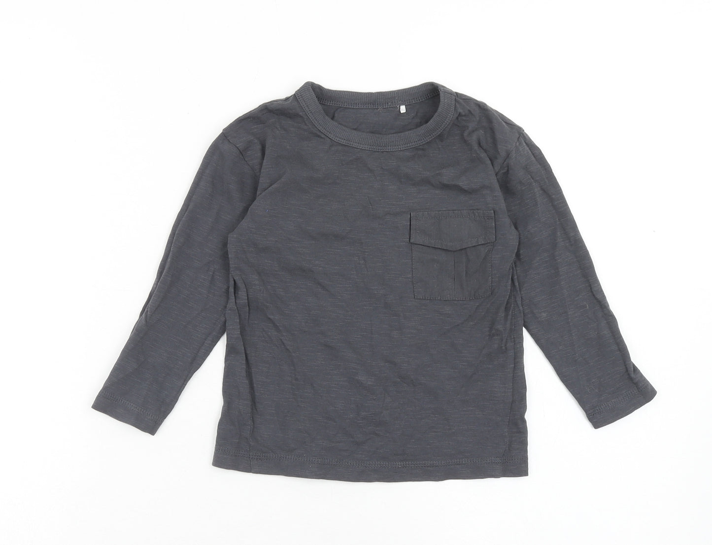 George Boys Grey Cotton Basic T-Shirt Size 2XS Scoop Neck Pullover
