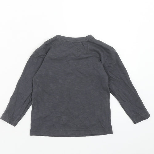 George Boys Grey Cotton Basic T-Shirt Size 2XS Scoop Neck Pullover