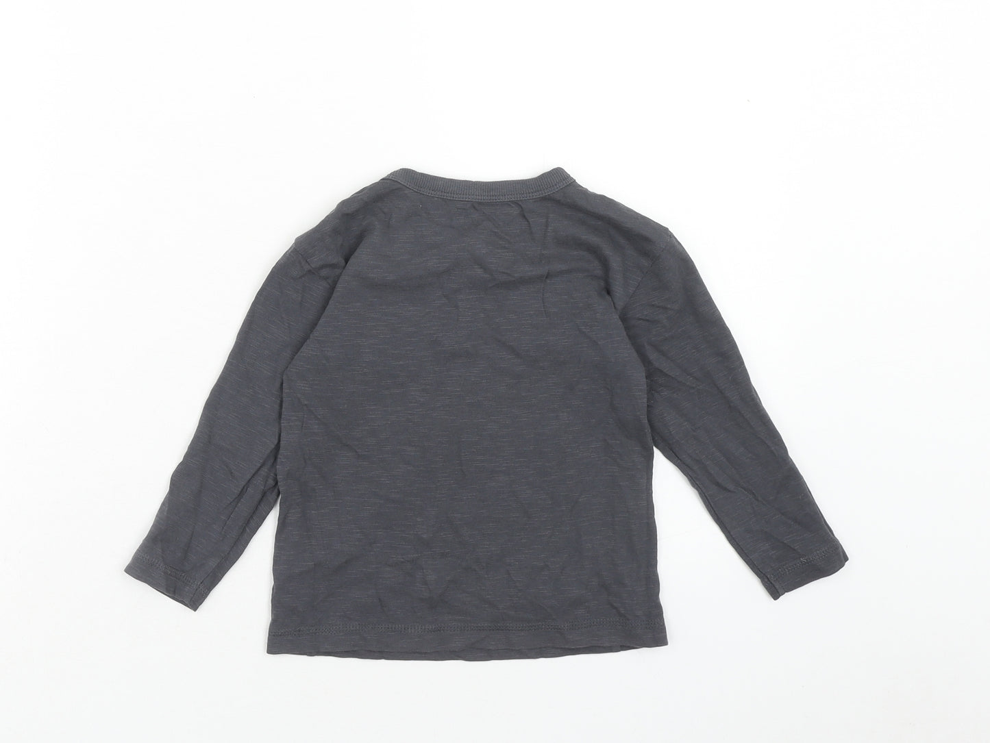 George Boys Grey Cotton Basic T-Shirt Size 2XS Scoop Neck Pullover