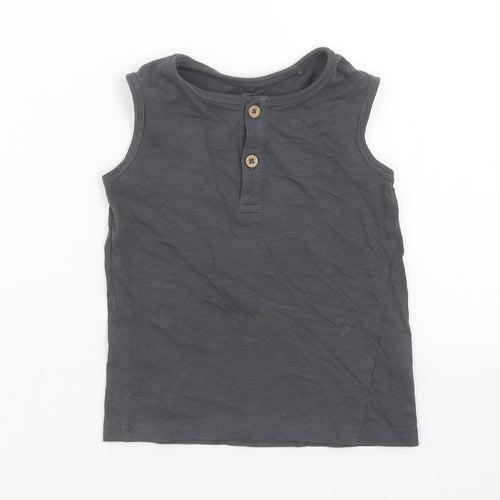 George Boys Grey Cotton Basic Tank Size 2 Years Round Neck Pullover