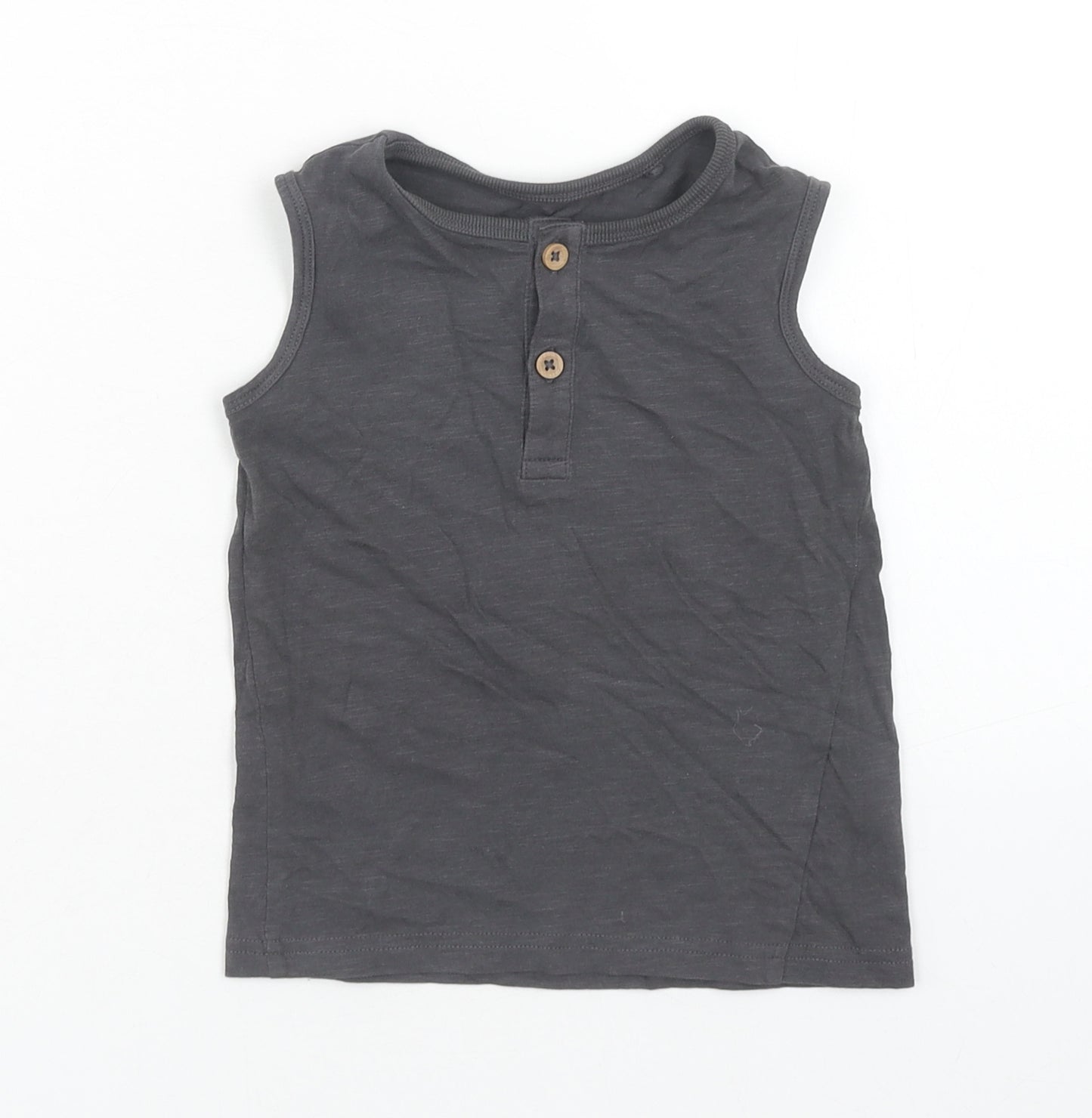 George Boys Grey Cotton Basic Tank Size 2 Years Round Neck Pullover