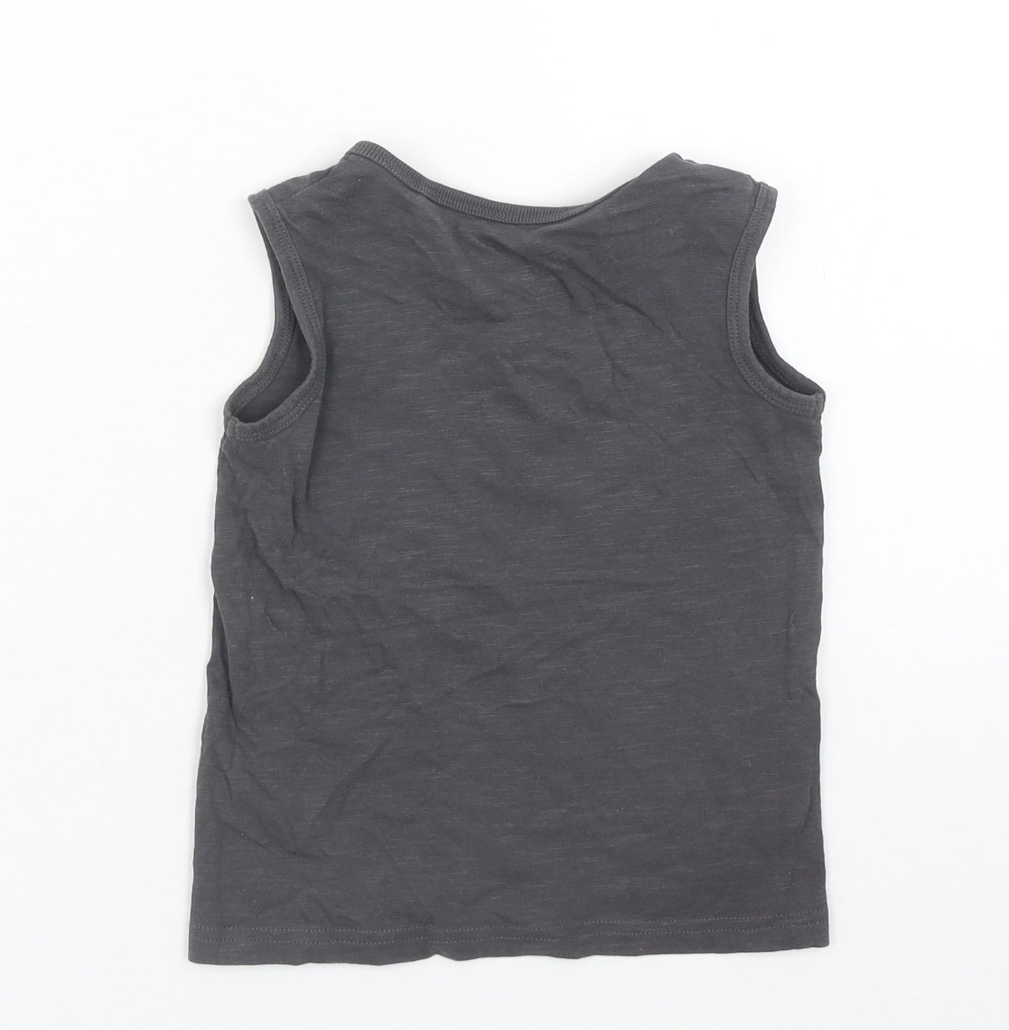 George Boys Grey Cotton Basic Tank Size 2 Years Round Neck Pullover