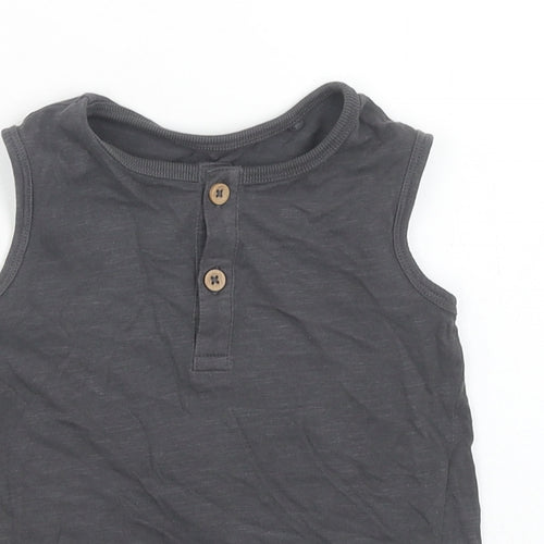 George Boys Grey Cotton Basic Tank Size 2 Years Round Neck Pullover