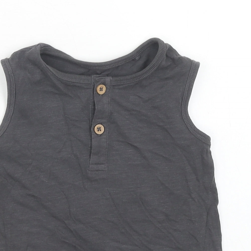 George Boys Grey Cotton Basic Tank Size 2 Years Round Neck Pullover
