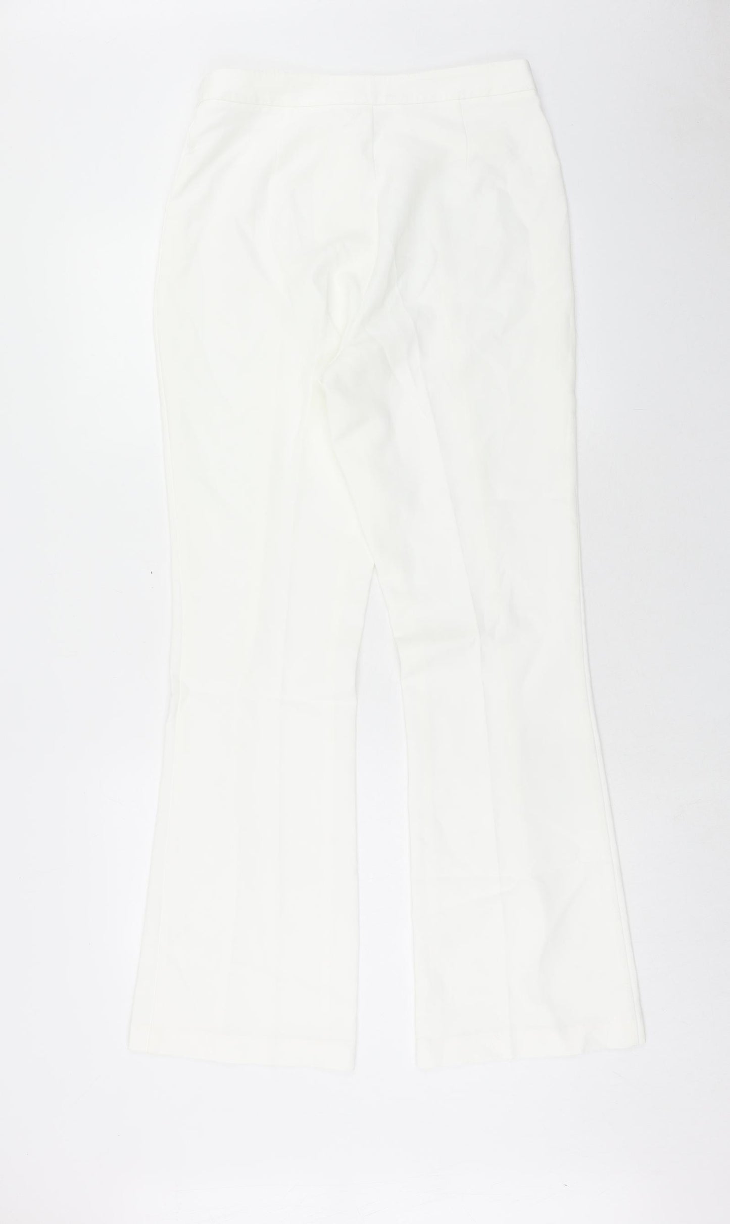 Preworn Womens White Polyester Dress Pants Trousers Size 30 in Regular Hook & Eye