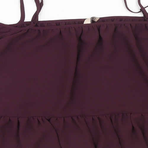 H&M Womens Purple Polyester Cropped Blouse Size 6 Off the Shoulder - Cold Shoulder