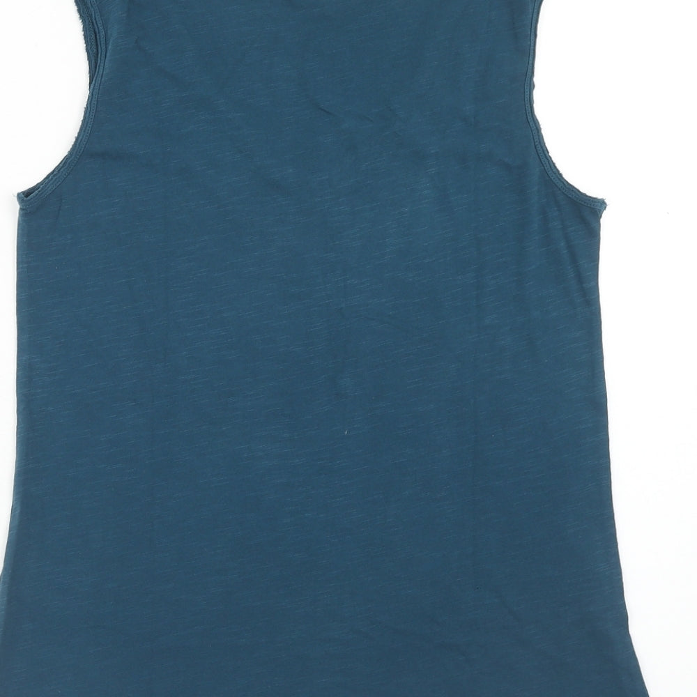 White Stuff Womens Green Cotton Basic Tank Size 10 Scoop Neck