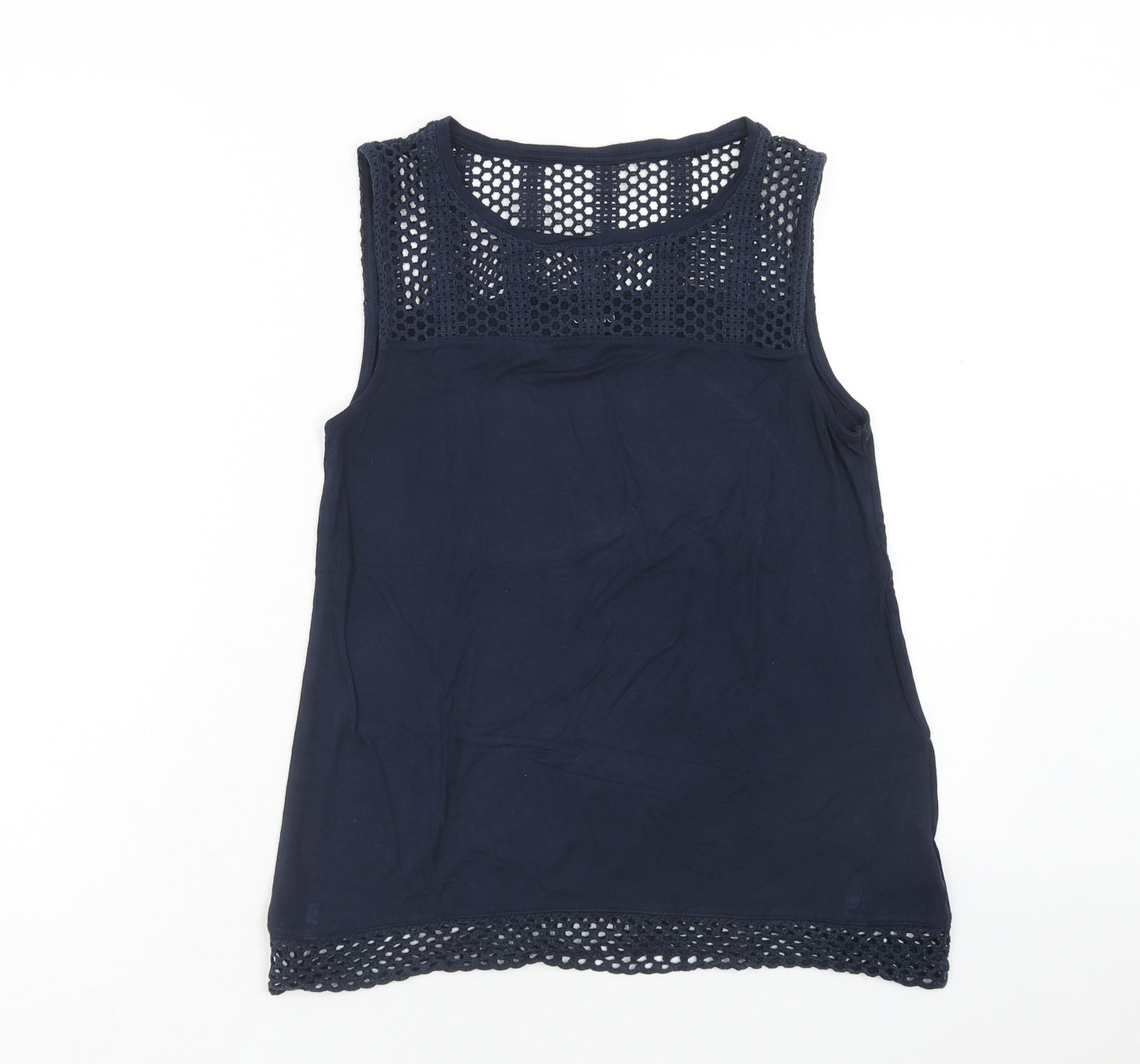 ESMARA Womens Blue Viscose Basic Tank Size S Round Neck