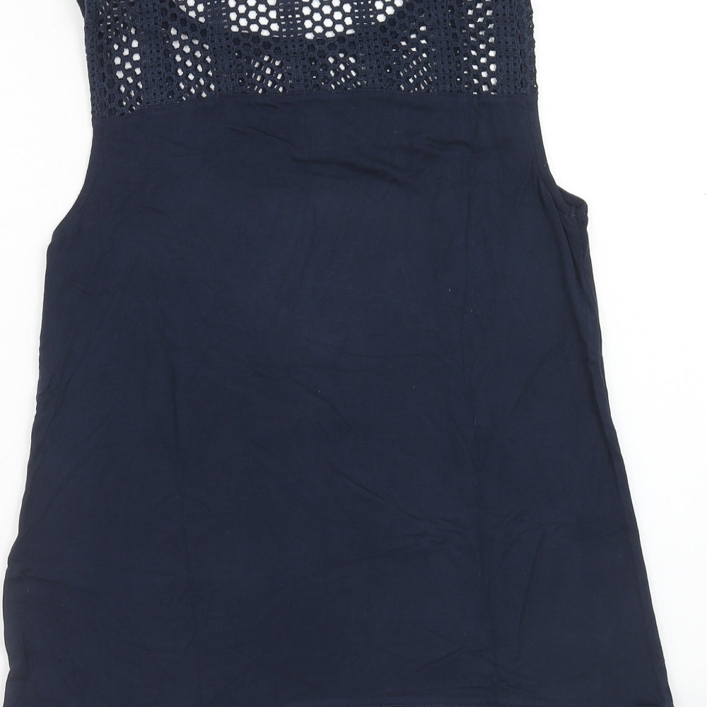 ESMARA Womens Blue Viscose Basic Tank Size S Round Neck