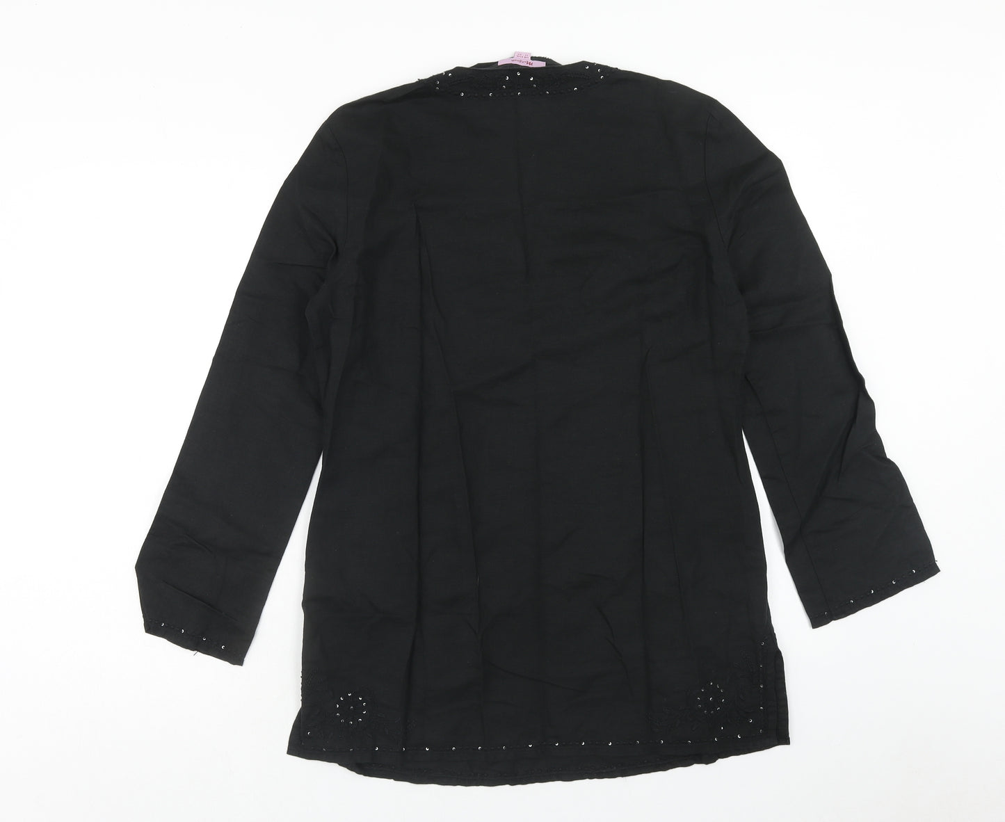 Monsoon Womens Black Linen Basic Blouse Size 12 V-Neck