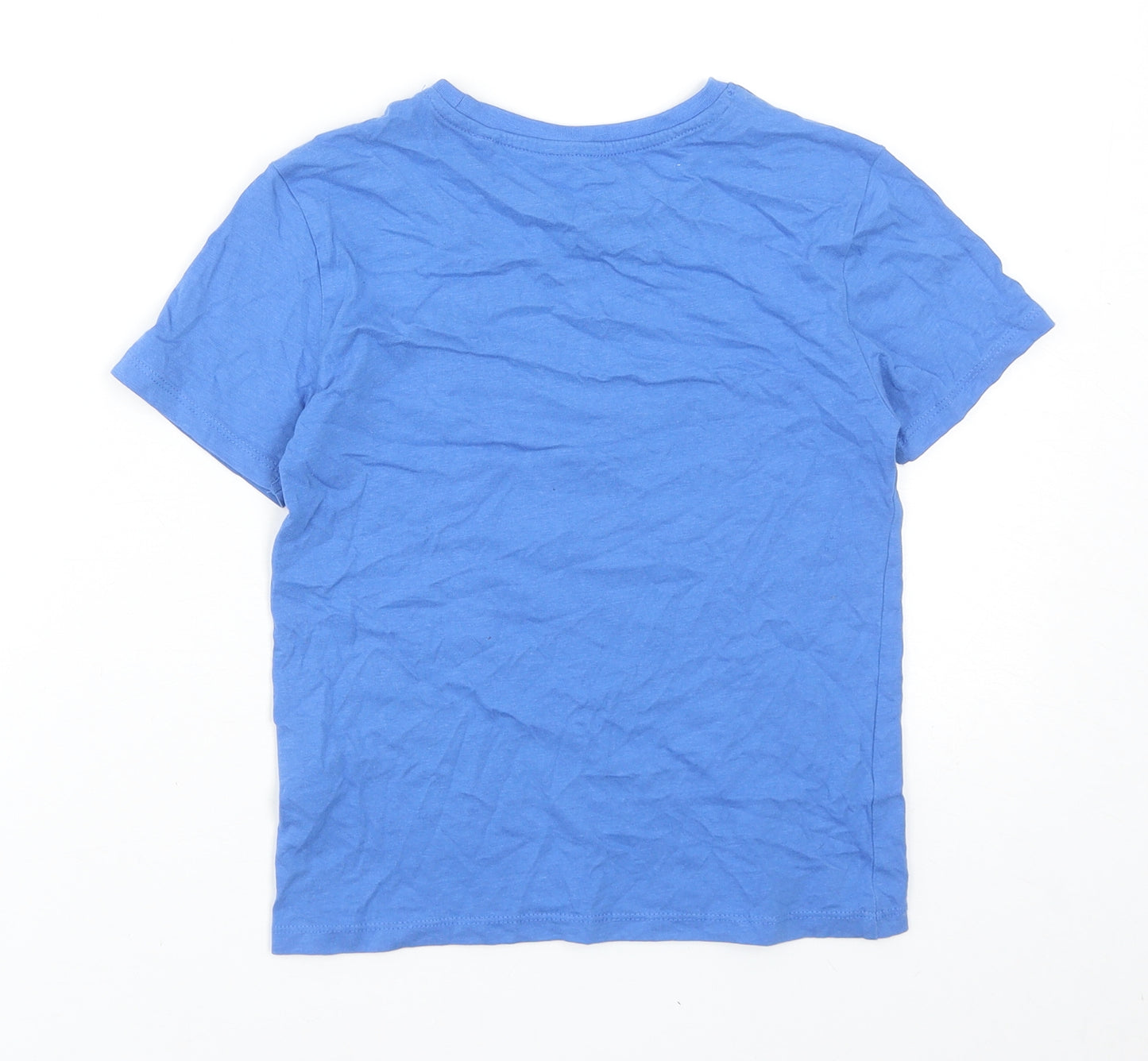 Primark Boys Blue Cotton Basic T-Shirt Size 6-7 Years Round Neck Pullover - Team Player