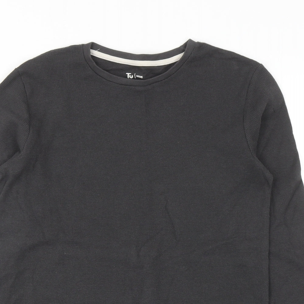 TU Boys Grey Cotton Basic T-Shirt Size 13 Years Round Neck Pullover