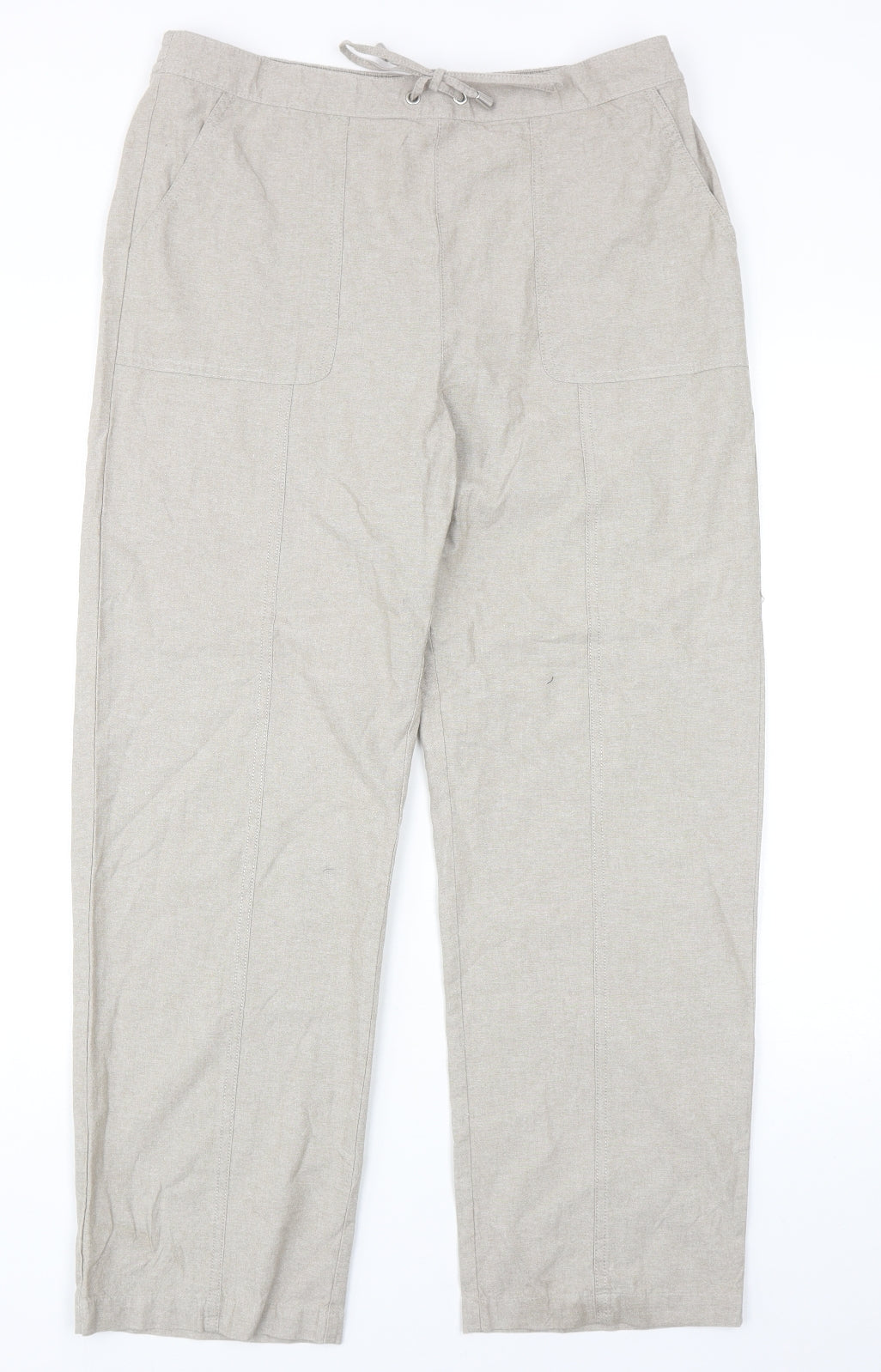 EWM Womens Beige Cotton Trousers Size 14 Regular Drawstring