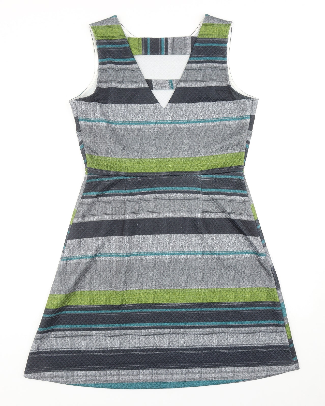 TU Womens Grey Striped Polyester Fit & Flare Size 12 Round Neck Pullover