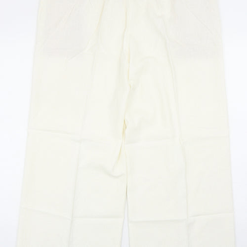 Marks Womens Ivory Linen Capri Trousers Size 18 Regular Zip