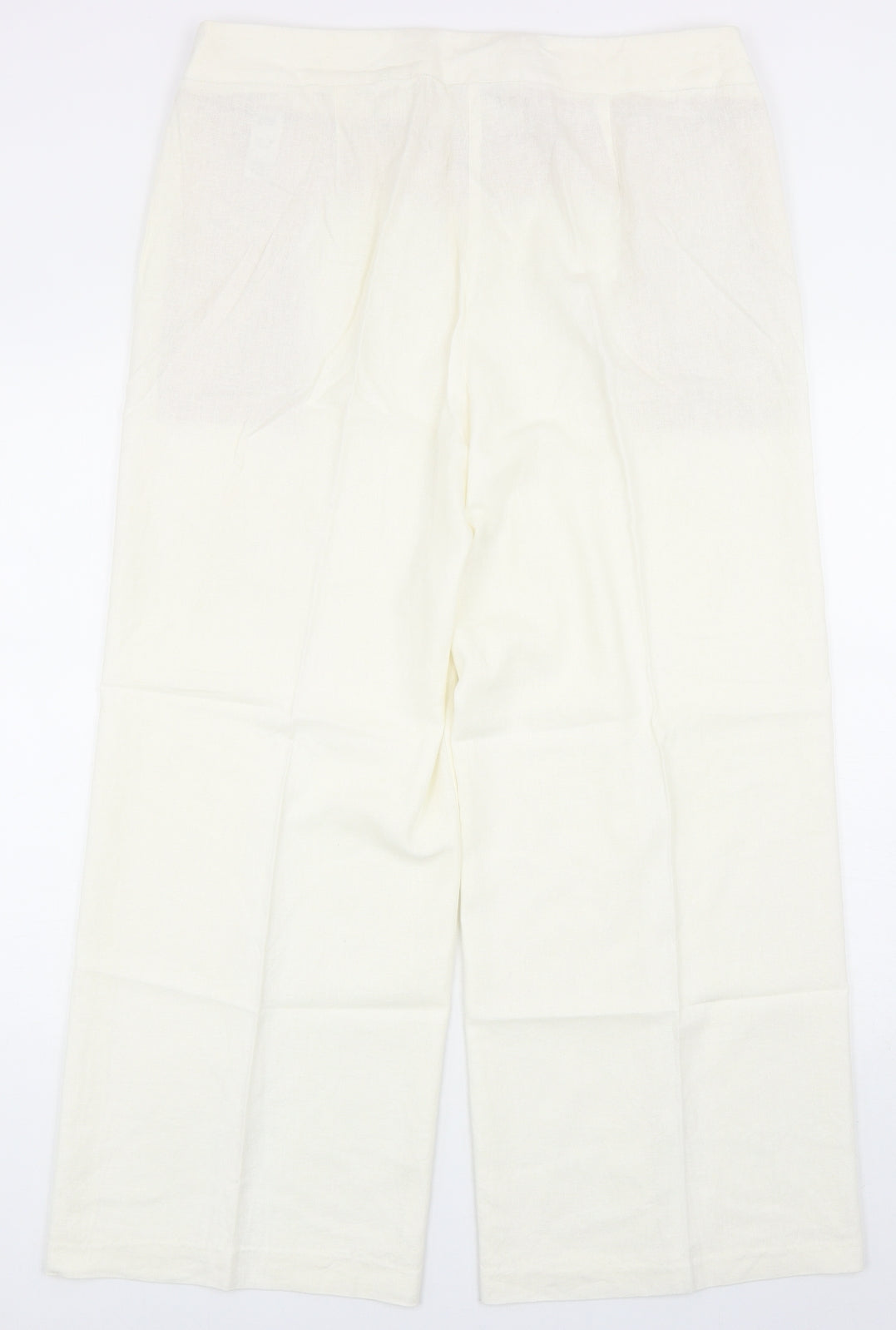 Marks Womens Ivory Linen Capri Trousers Size 18 Regular Zip