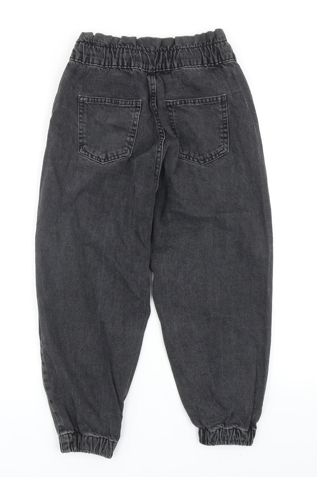 Denim & Co. Girls Grey Cotton Tapered Jeans Size 9-10 Years Regular Drawstring