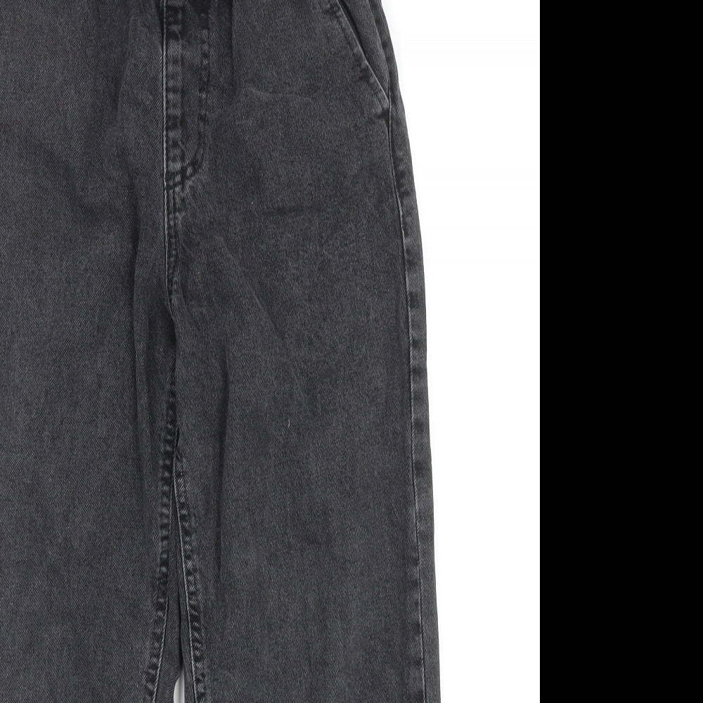 Denim & Co. Girls Grey Cotton Tapered Jeans Size 9-10 Years Regular Drawstring