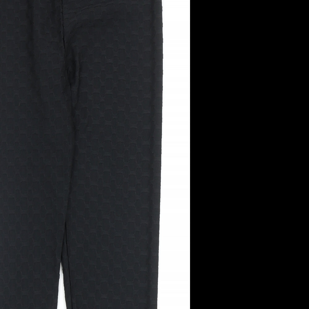 PEP&CO Womens Black Geometric Polyester Jogger Leggings Size 14