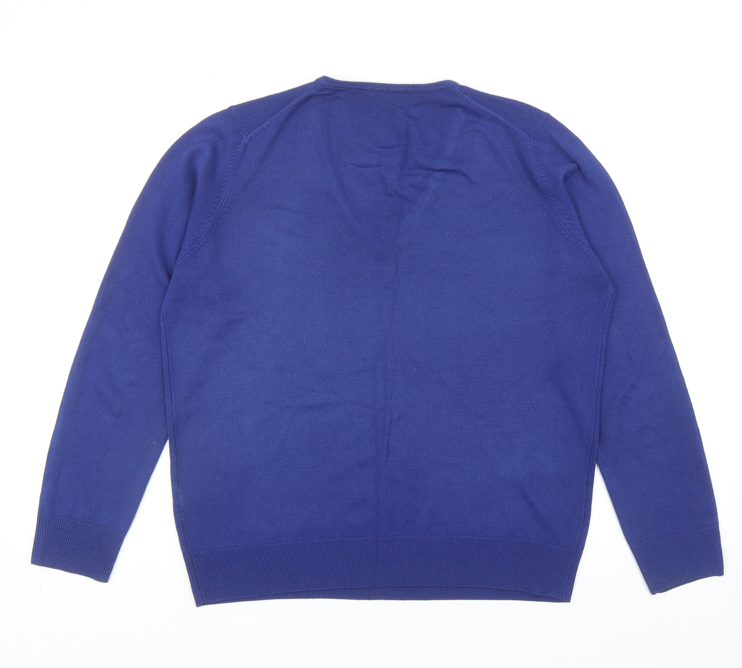 Marks and Spencer Womens Blue V-Neck Acrylic Pullover Jumper Size 14