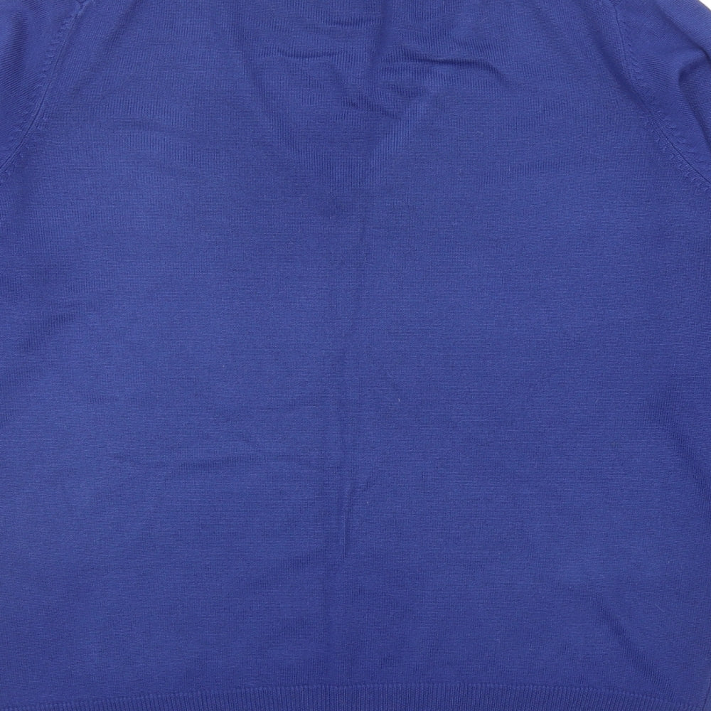 Marks and Spencer Womens Blue V-Neck Acrylic Pullover Jumper Size 14