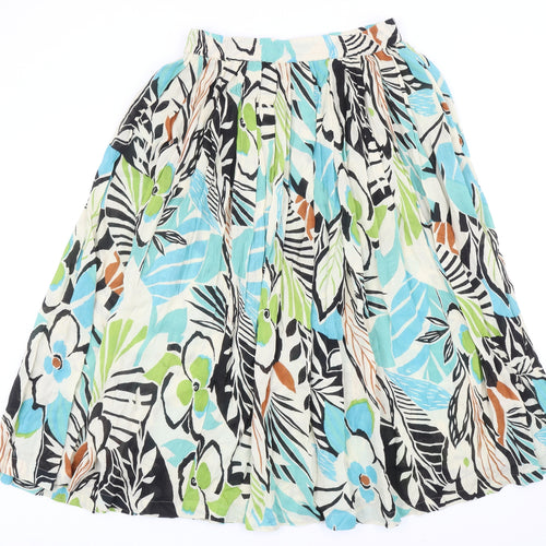 Adini Womens Multicoloured Geometric Viscose Pleated Skirt One Size