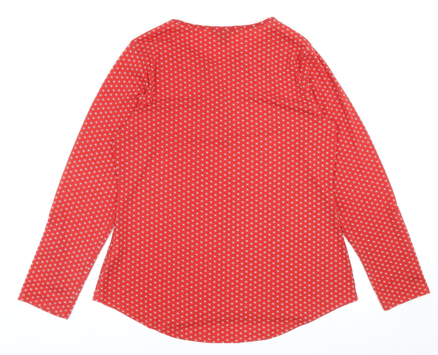 Primark Womens Red Geometric Polyester Basic T-Shirt Size M V-Neck