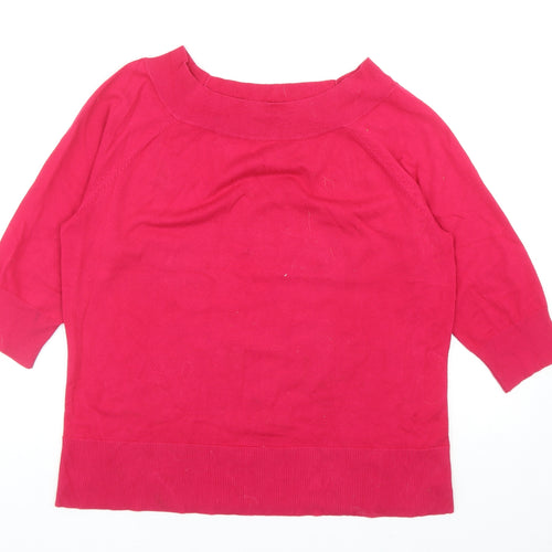 M&Co Womens Pink Boat Neck Viscose Pullover Jumper Size 18