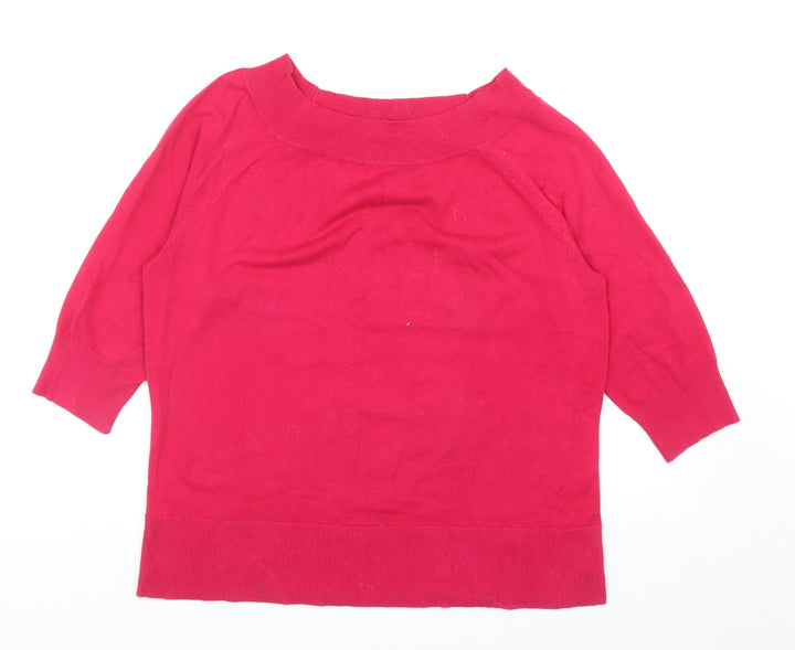 M&Co Womens Pink Boat Neck Viscose Pullover Jumper Size 18