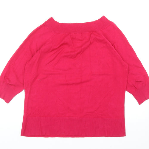 M&Co Womens Pink Boat Neck Viscose Pullover Jumper Size 18