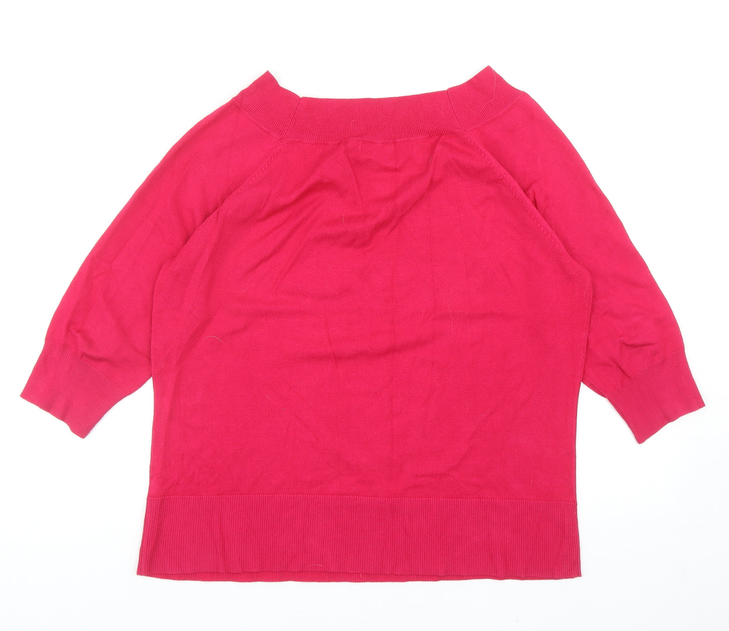 M&Co Womens Pink Boat Neck Viscose Pullover Jumper Size 18