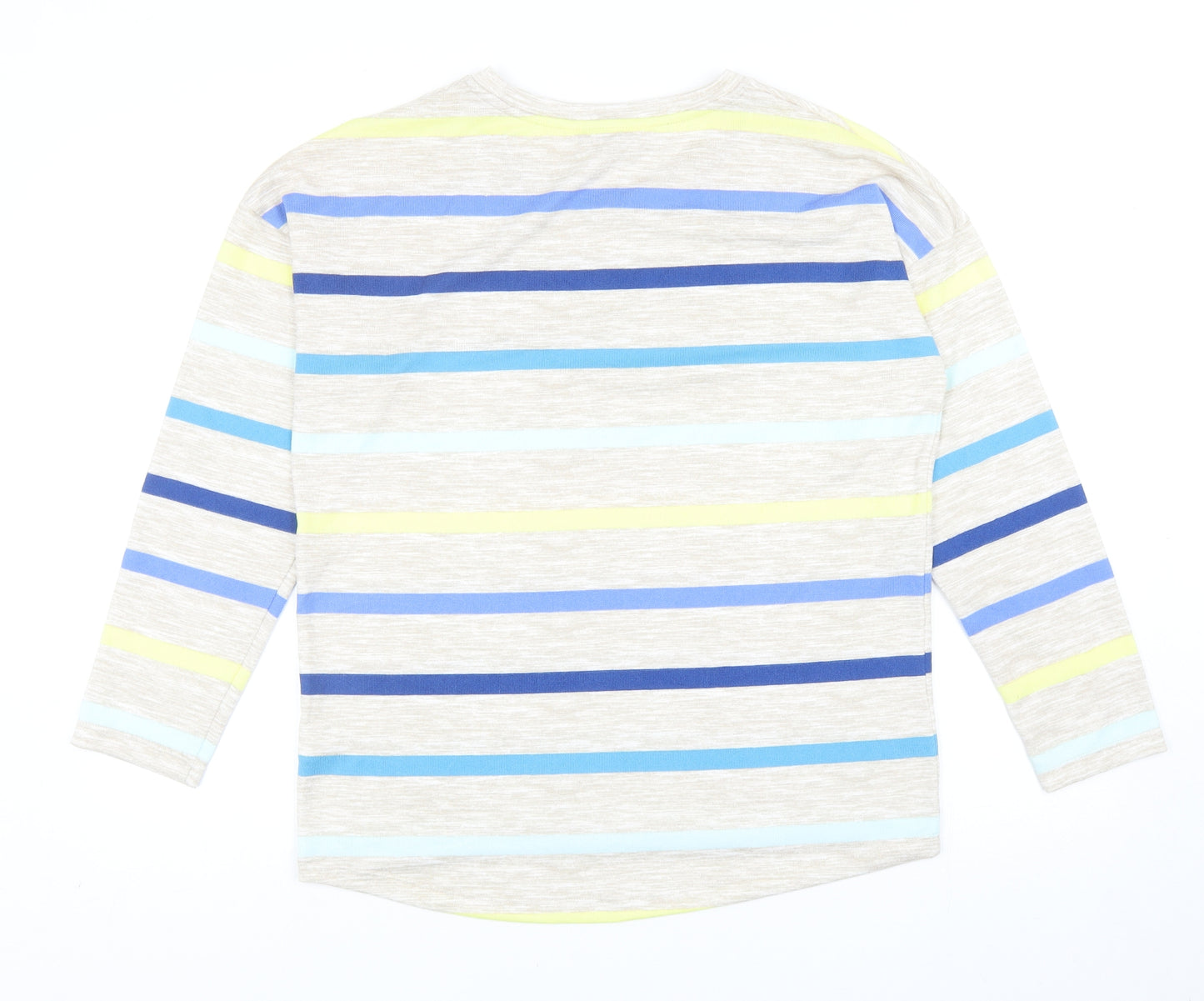 TU Womens Beige Scoop Neck Striped Polyester Pullover Jumper Size 10