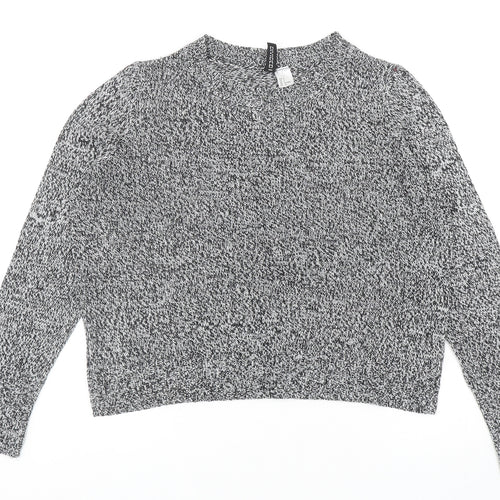 Divided by H&M Womens Grey Scoop Neck Acrylic Pullover Jumper Size S