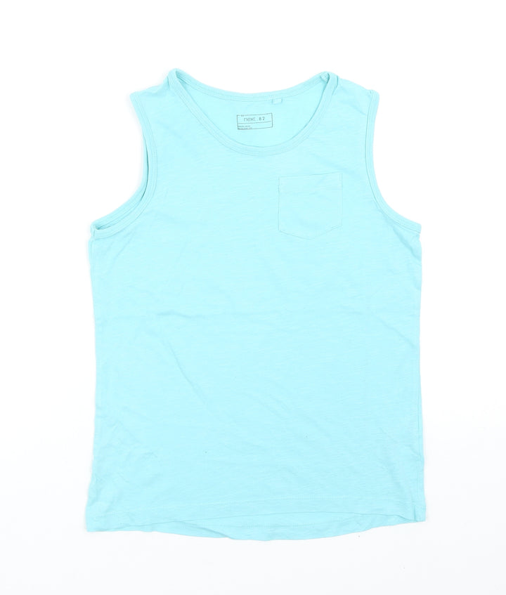 NEXT Boys Blue Cotton Basic Tank Size 9 Years Scoop Neck Pullover