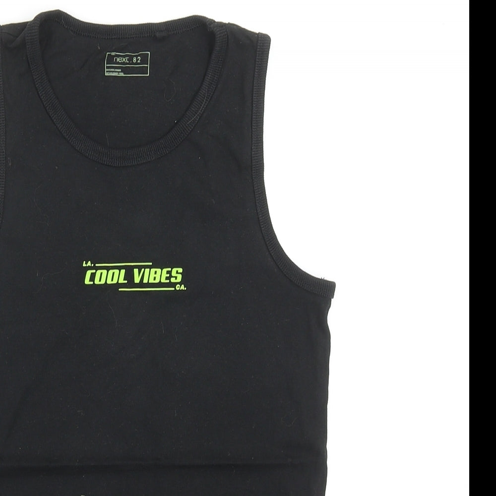 NEXT Boys Black Cotton Basic Tank Size 10 Years Scoop Neck Pullover - Cool Vibes