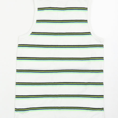 NEXT Boys White Striped Cotton Basic Tank Size 10 Years Scoop Neck Pullover