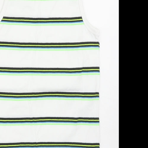 NEXT Boys White Striped Cotton Basic Tank Size 10 Years Scoop Neck Pullover
