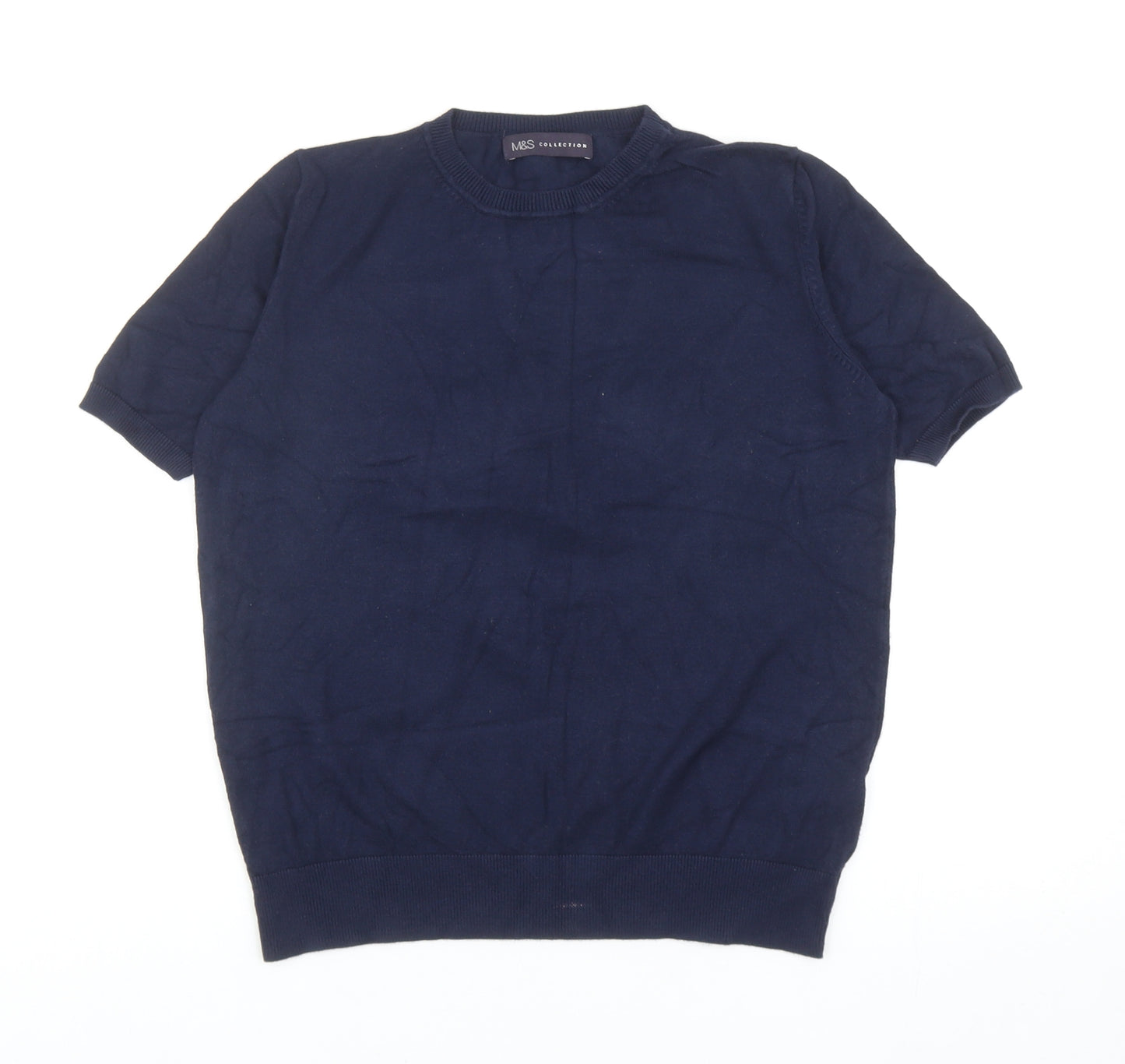 Marks and Spencer Womens Blue Round Neck Viscose Pullover Jumper Size 10